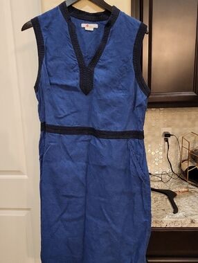 Boden Blue Linen Sleevless Dress Size 12 Long9